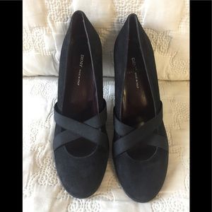 DKNY Black Suede Pumps.